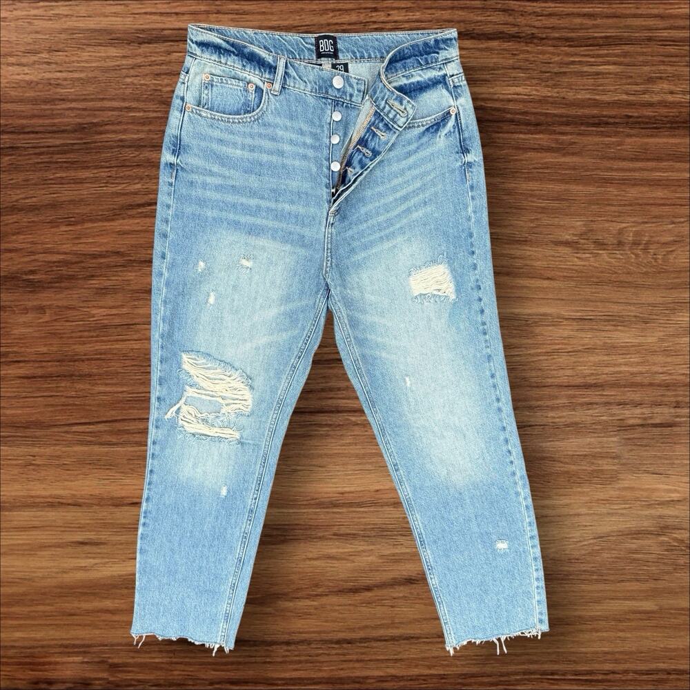 BDG Urban Outfitters Jeans Sz 29‎ Womens Slim Straight Button Fly Raw Hem M Wash